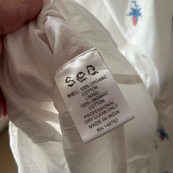 Sea New York Cream Renee Embroidered Strawberry Dress L 100% Cotton - Picture 6 of 8